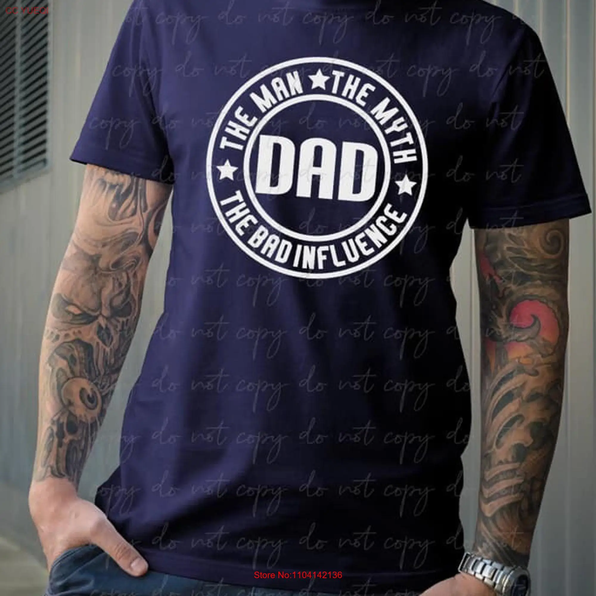 Dad The Man Myth bad influence mens daddy father t shirT tee graphic YOU CHOOSE Color Size long or short sleeves