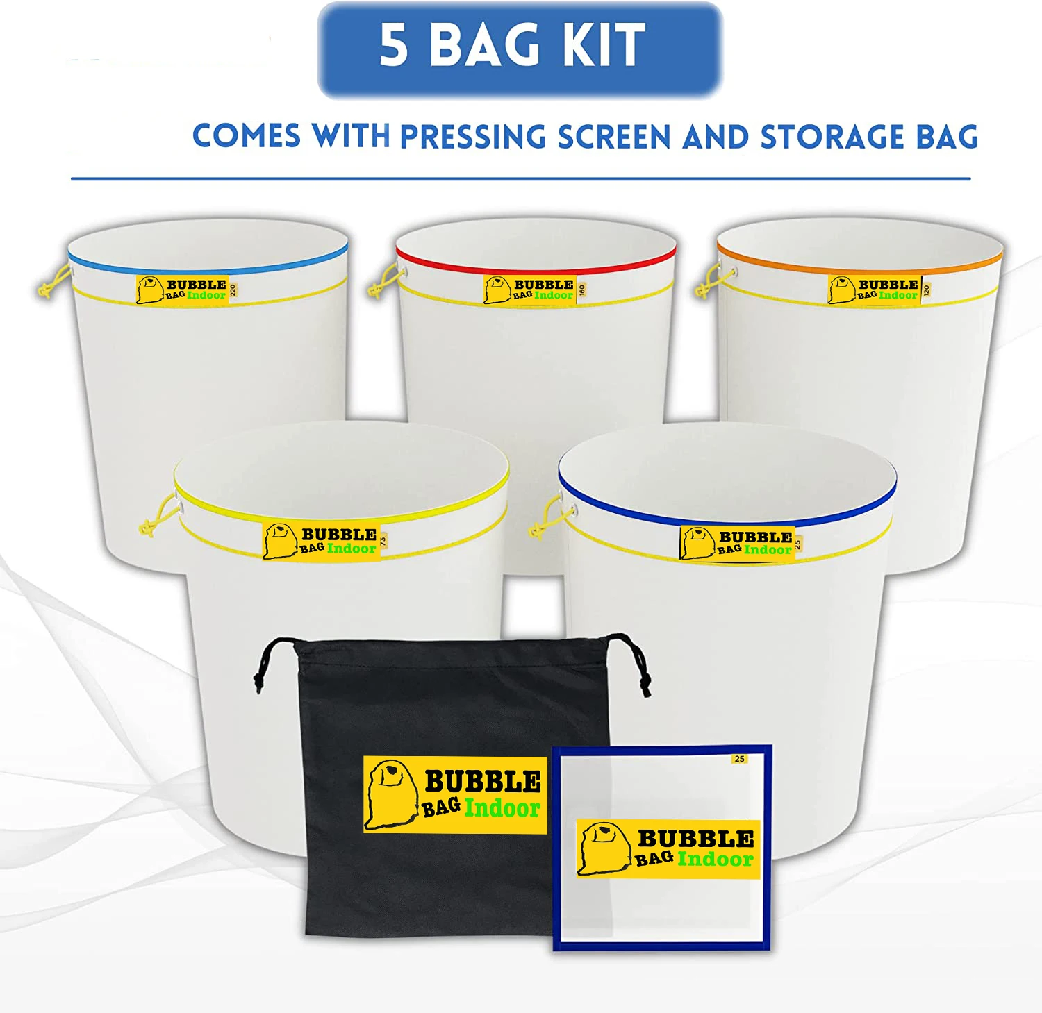 All Mesh Bubble Bags 1 Gallon 5pcs Kit Herbal Ice Extractor Hash Essence Shampo Flter Herbal Extraction Grow Bag