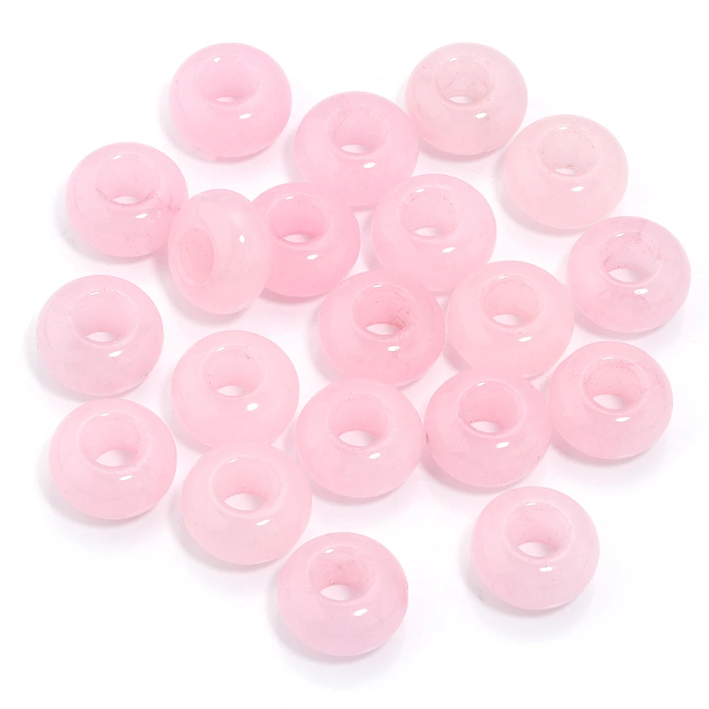 6 stks 14x8mm Natuursteen Kralen Amethist Tijgeroog Agaat Jade Abacus Vorm Big Hole Losse Kralen voor Sieraden Maken DIY Armbanden