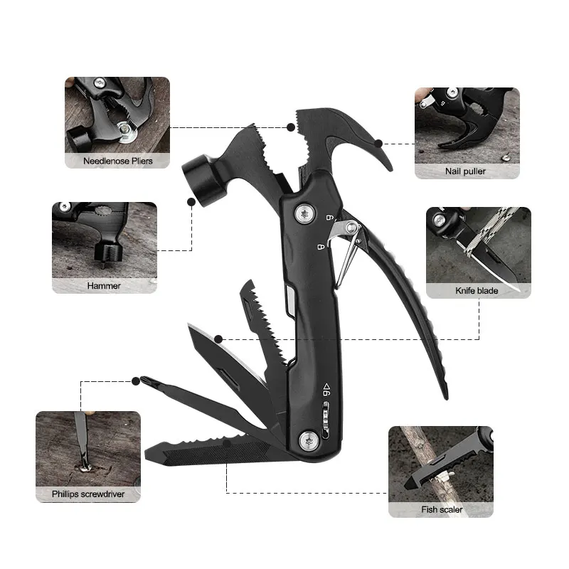 Hammer Multitool Christmas Gifts for Father Men Survival Camping Essentials Survival Gadgets