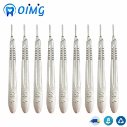 Punho dental do escalpelo do aço inoxidável, suporte da lâmina engrossada, ferramenta do implante dental, apropriado para 3, 4, 10pcs