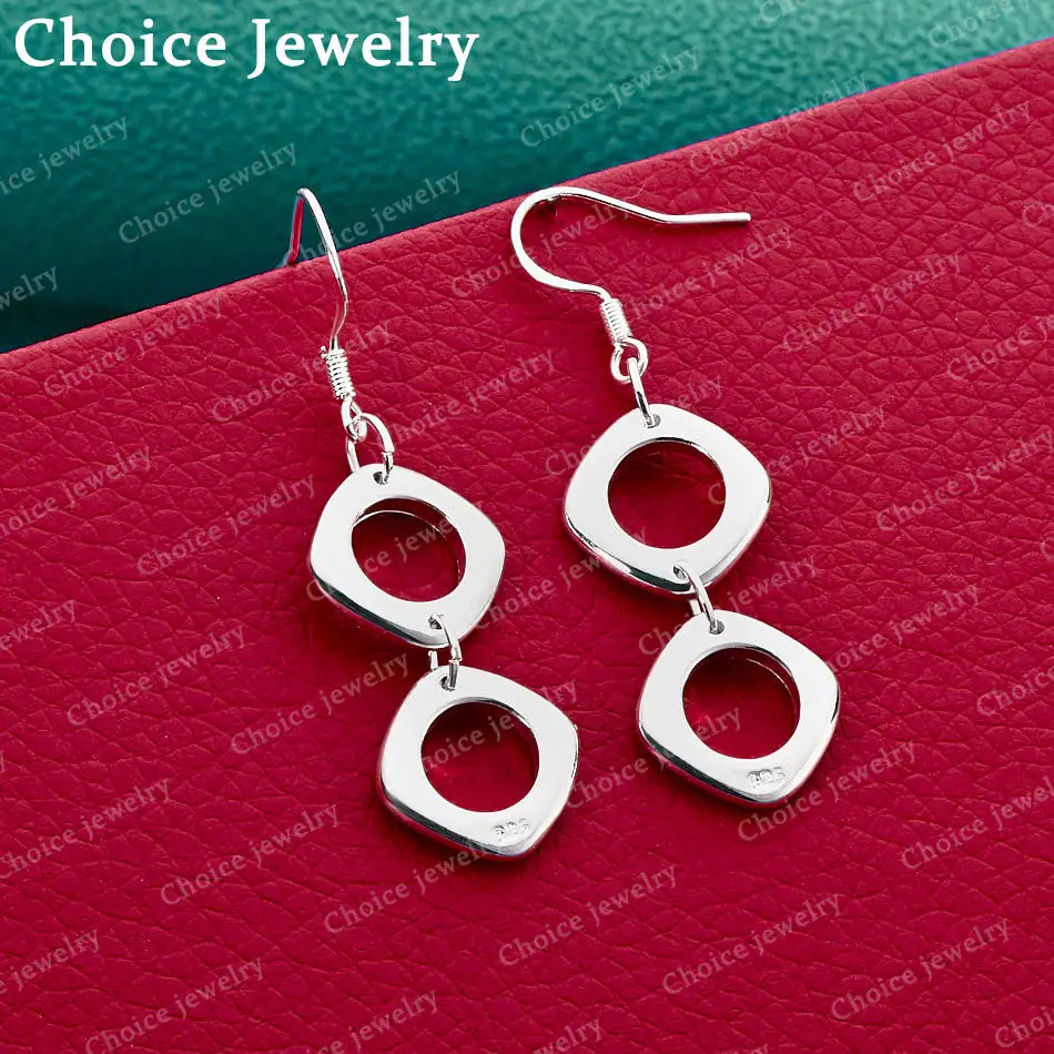 

Серьги-кольца из стерлингового серебра 925 пробы с полым квадратным дизайном для женщин, уникальные модные украшения для вечеринок и помолвок