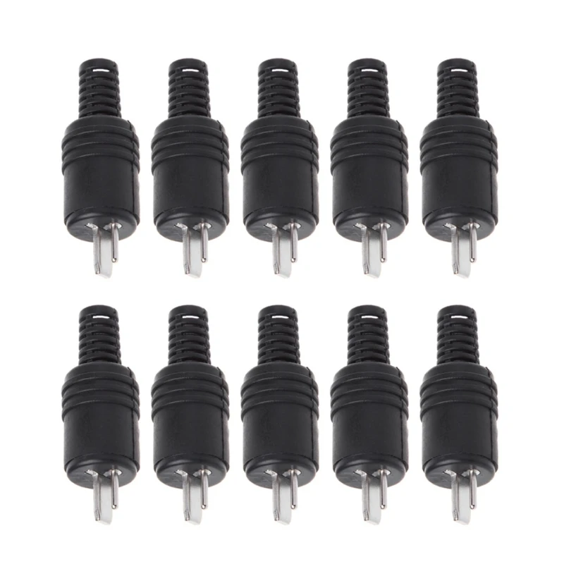 Male HiFi Speaker Tools, Power Black Adapter, Mini Accessories, DIN Plug, Screw Terminals, 2 Pin Connector, 10Pcs