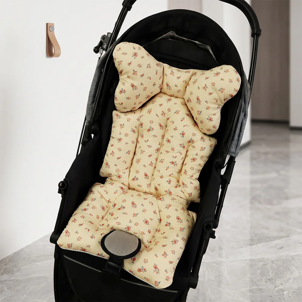 Thickened Cotton Pad for Baby Strollers, Universal for All Seasons, Bow-Shaped Neck Pillow, Skin-Friendly Baby Stroller and High Chair Cushion