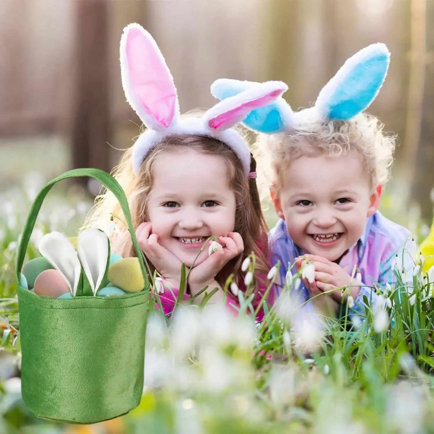 Easter Bunny Basket Rabbit Ear Handbag Candy Bag Egg Case Treat Holder Kids Party Gift Box Packaging Spring Celebration Use