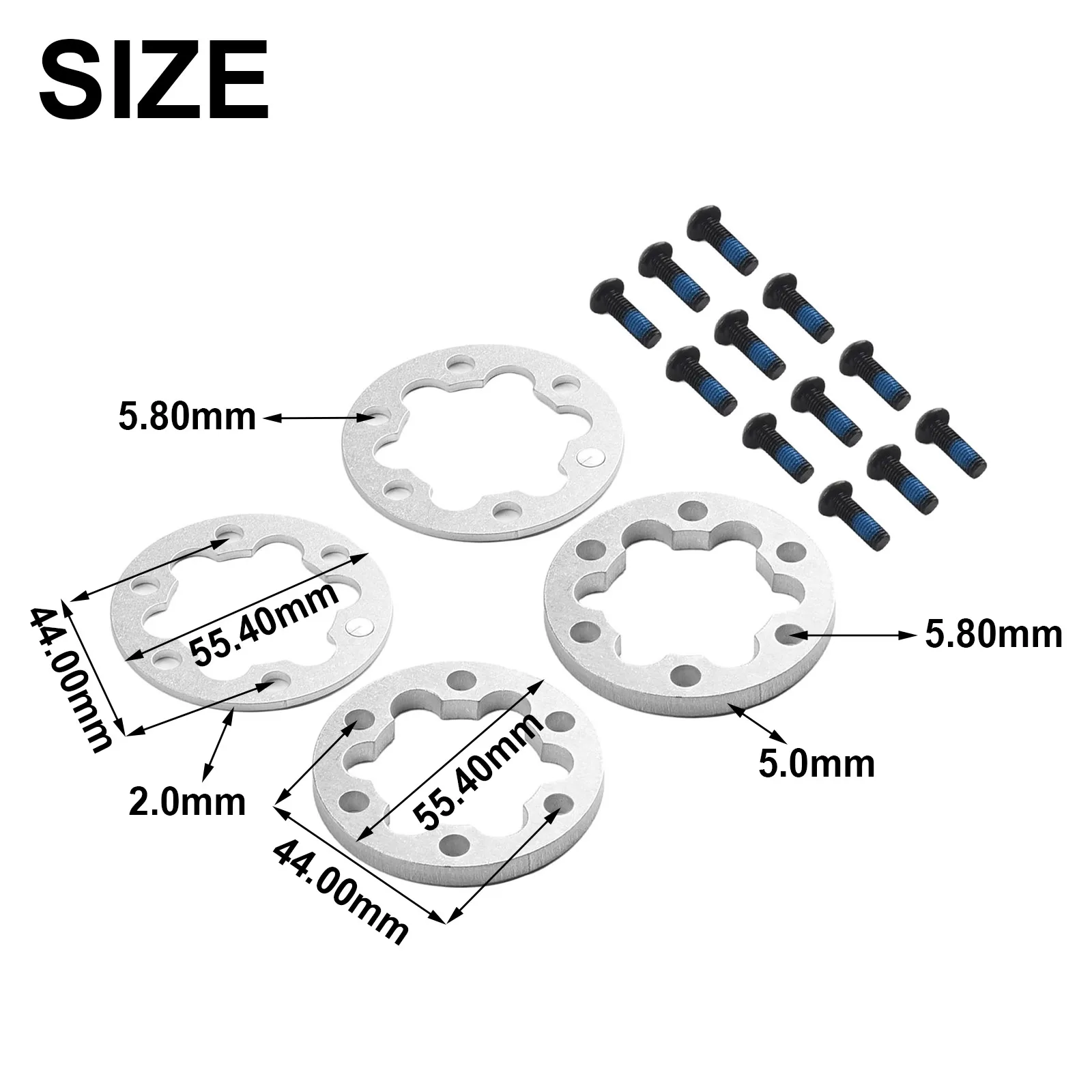 4pcs E-Bike Electric Scooter Disc Brake Pads For 44MM Disc Rotors Brake Gasket Spacer 6 Holes Disc Washer 2mm/5mm With Screws