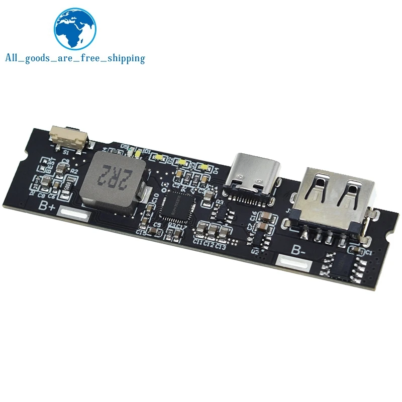 Dual USB 6V 3A /9V 2A 18W Type-C USB SW6106PD Fast Charge Mobile Power Bank Main Board With LED Indicator 18650 Charging Module