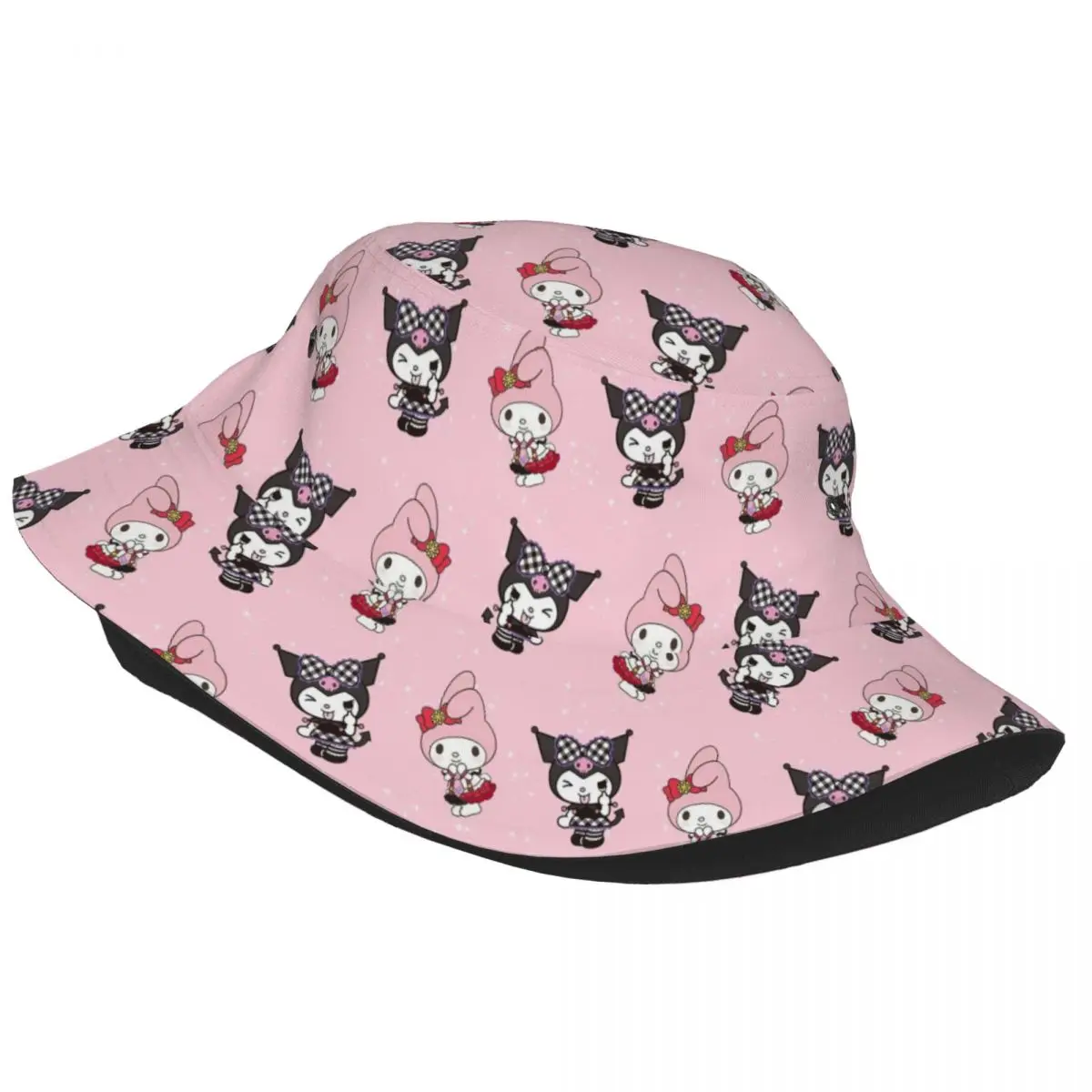 Cute Kuromi My Melody Bucket Hat Summer Vocation Cartoon Sun Hat Streetwear for Outdoor Fishing Fisherman Hat Ispoti Cap