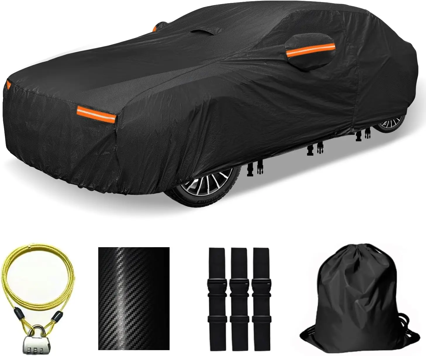 

All Weather Car Cover for Sedans 191-200", 30 Layers Waterproof Snowproof UV Protection, Door Zipper, Heavy Duty