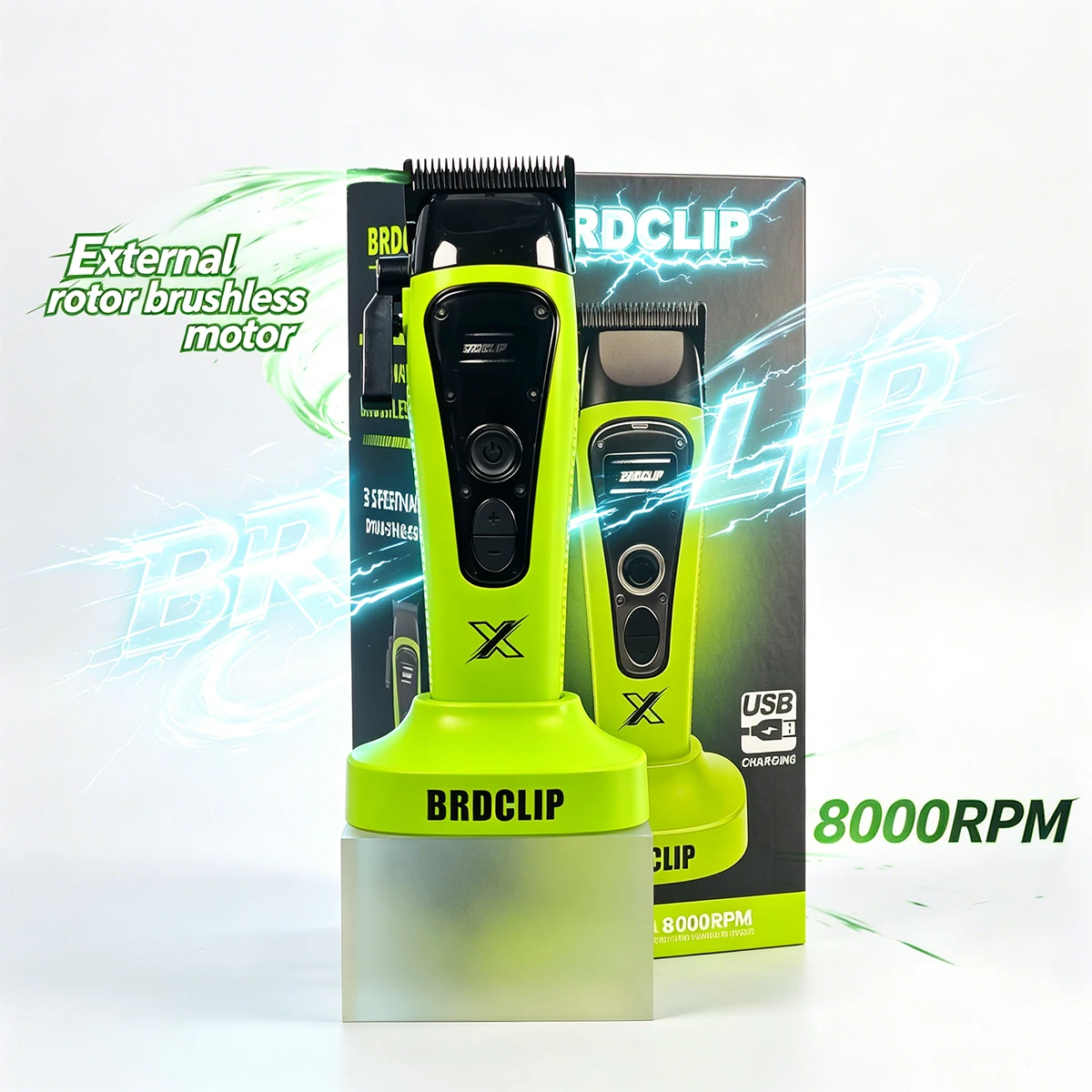 professional-electric-hair-clipper-external-rotor-brushless-motor-8000rpm-fade-dlc-blade-4500mah-with-base-brd-r1-barber-trimmer