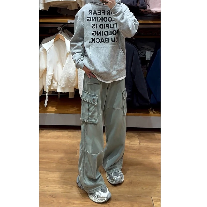 

Loose Straight Leg Jeans Men's Workwear High Street Sle Long Pants Casual Loose Fit Classic Blue Denim Trousers for Teens