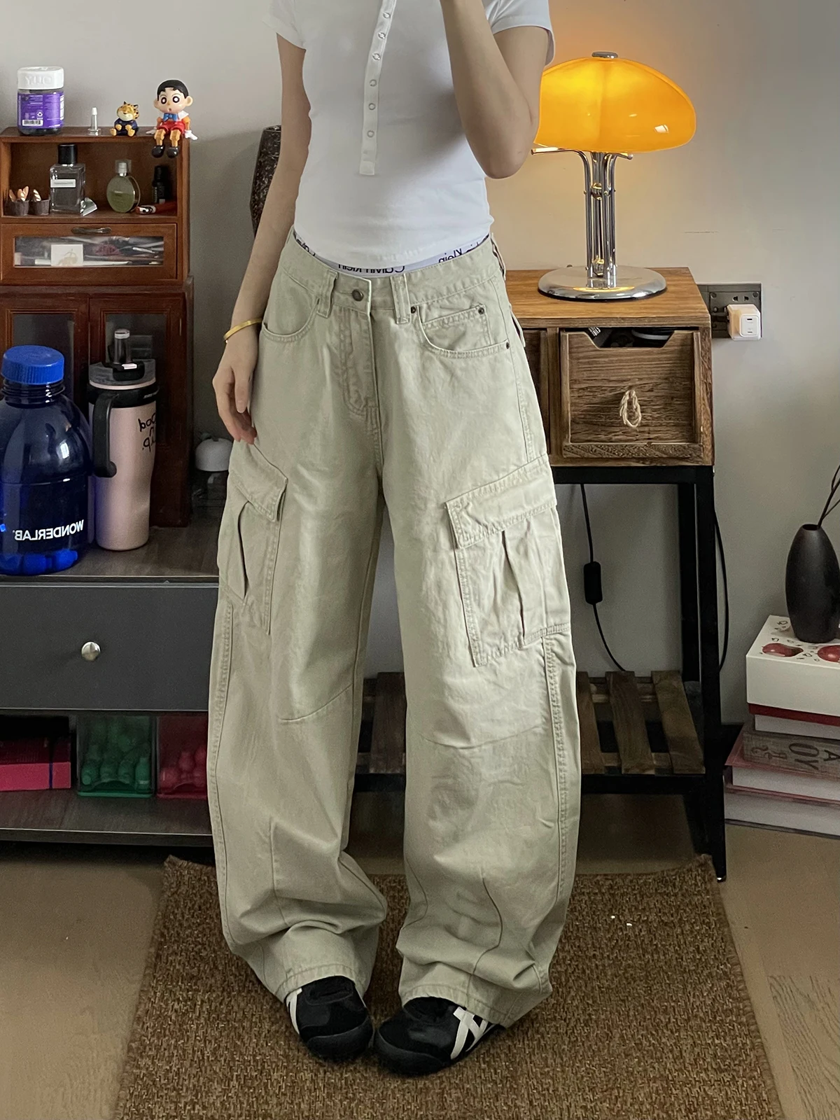 American Casual High Street Knife Work Pants Men Women All Match CleanFit Loose MultiPocket Street Wide Leg Long Pants
