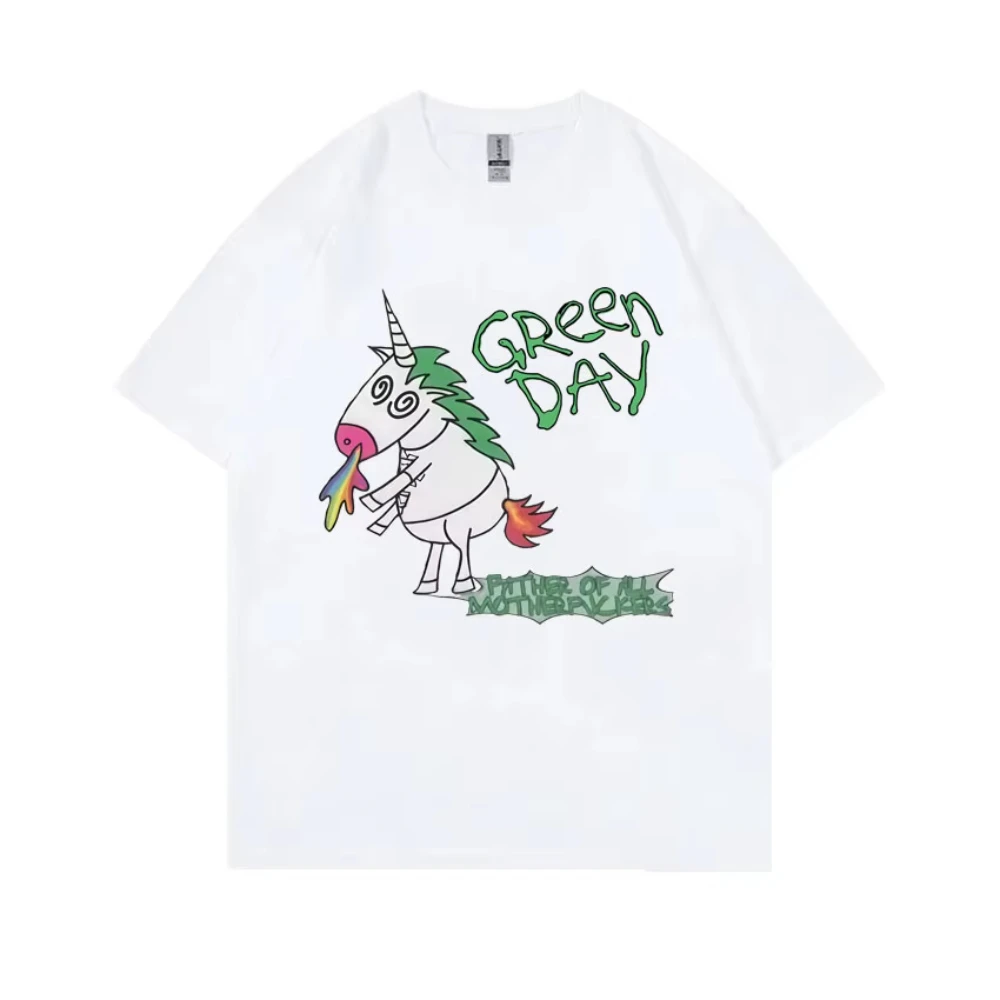 Punk Band Green Day Father of All Album Graphic T-shirts Men Women Rock Vintage Oversized Short Sleeve Male Cotton Casual TShirt