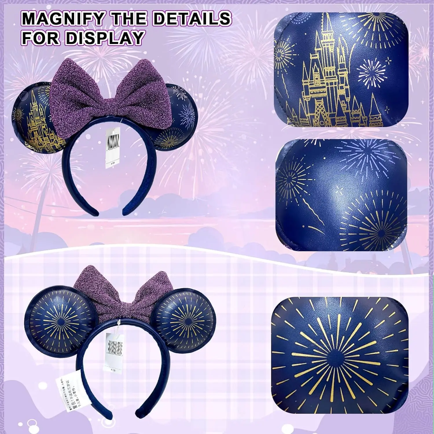 Disney Mickey Mouse Headbands Disney Castle  Theme Hairband Birthday Party Halloween Cosplay Costume For Women Girls view 4