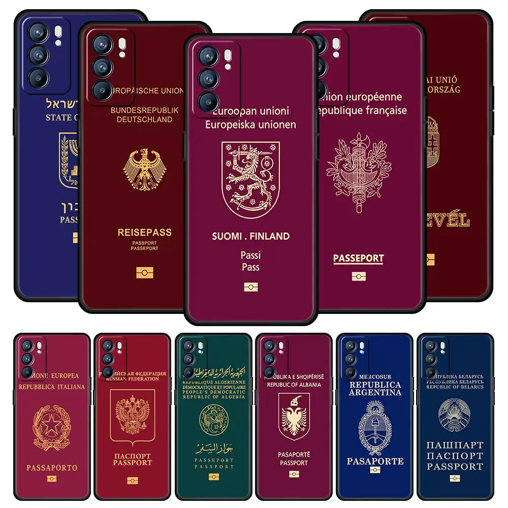 Algeria Russia Passport Phone Case For OPPO Find X5 A54 A53 A52 A9 2020 A16 A15 A95 A76 A74 A12 Reno7 SE Reno6 Pro Plus 5G Cover