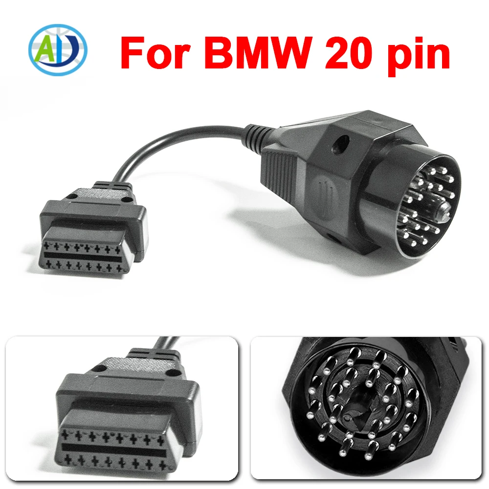 

Адаптер OBD2 для BMW 20-контактный разъем OBDII 16-контактный разъем для BMW E39 E38 E53 X5 Z3 E36 E46 Высококачественный автомобильный диагностический кабель