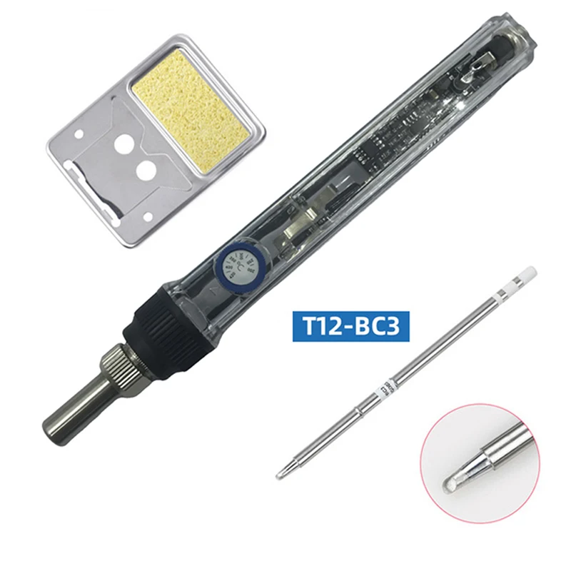 75W High Power Fast Heat T12 Soldering Iron Constant Temperature Soldering Iron Supports DC12V-24V Soldering Iron Tip Set