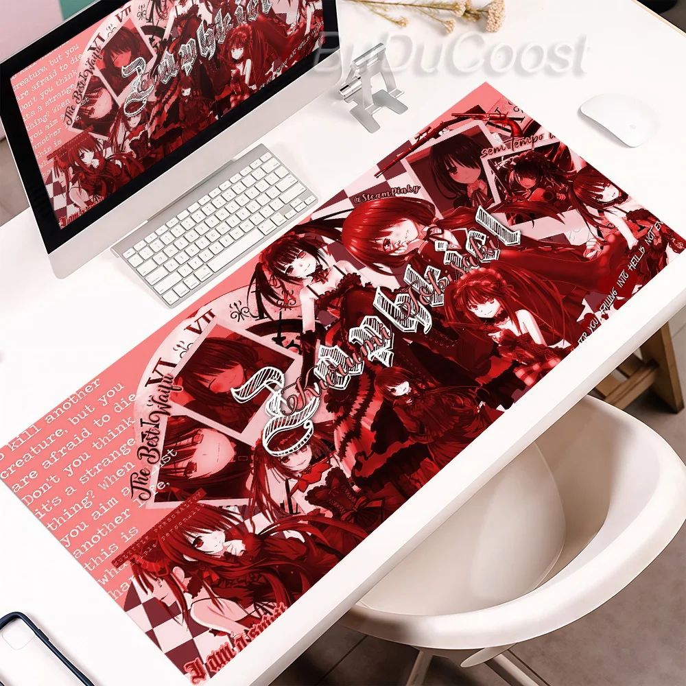 Anime Girl Tokisaki Kurumi Mousepad Rubber Anti-Slip Locking Edge Tablemat Gaming Mechanical Keyboard Deskpad Office Accessories