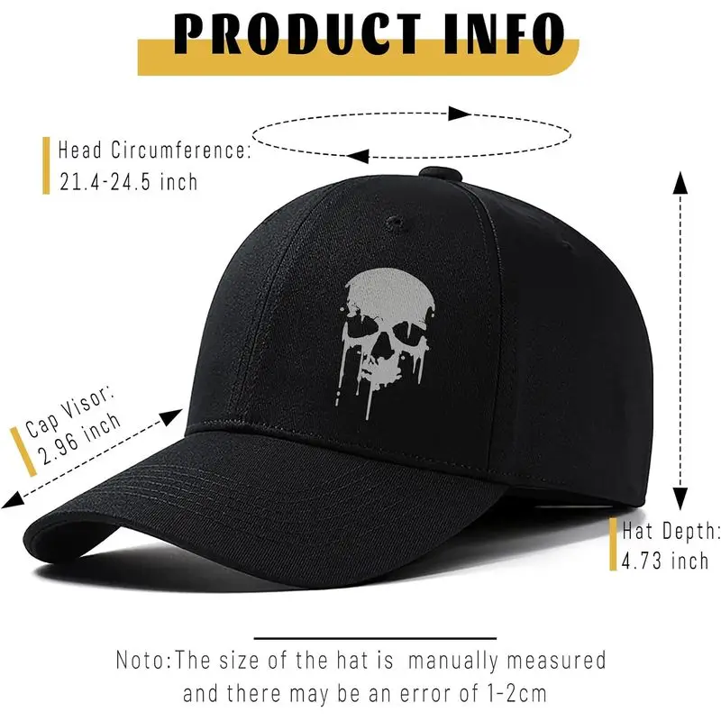 Horror Blood-spattered Skull Hats for Men Snapback Baseball Cap for Women Reaper Grim Skeleton Ball Caps