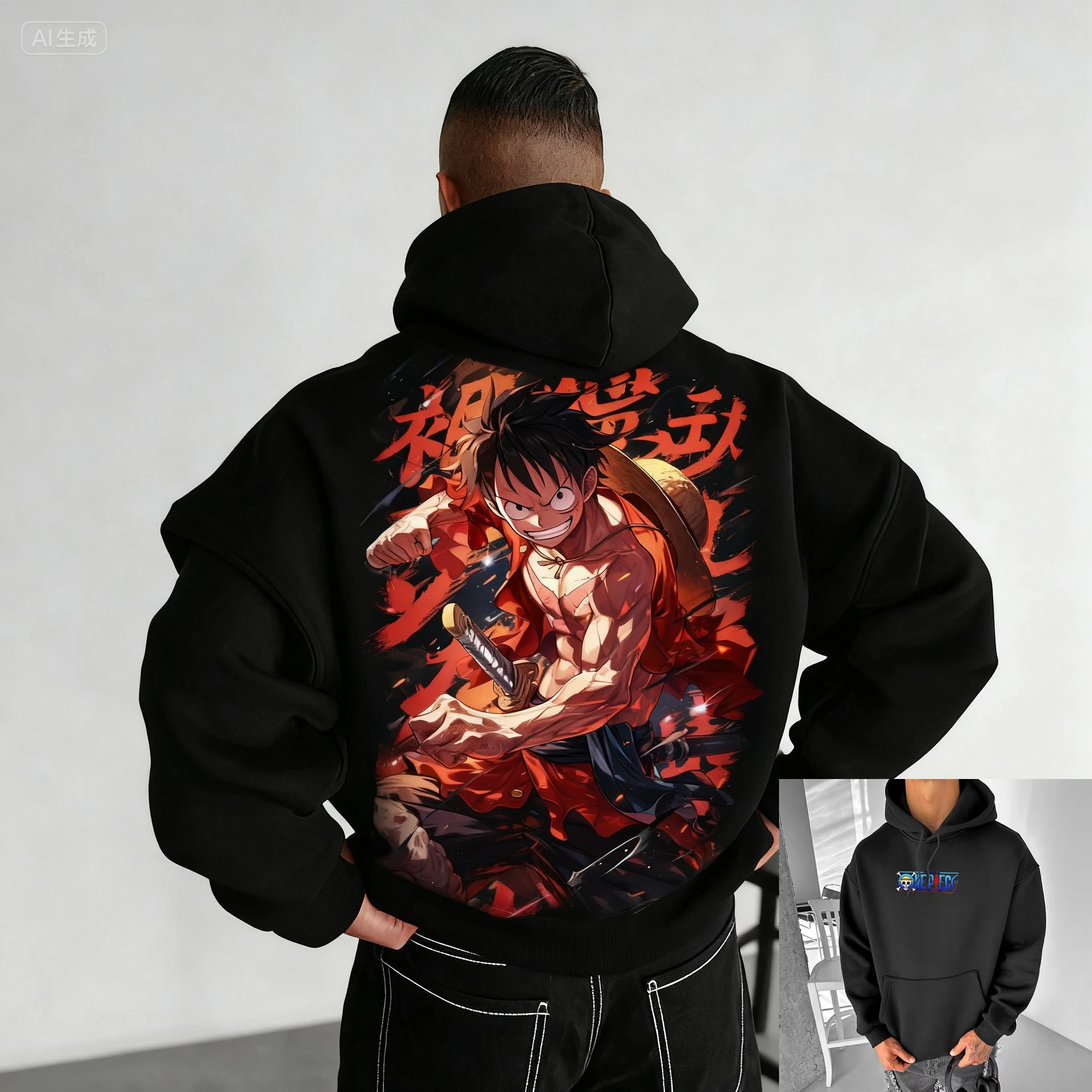 

Vintage Oversized Anime One Piece Hoodie Men Women Sweatshirt Pullover Streetwear Casual Cotton Y2k Clothes Autumn Winter Tops