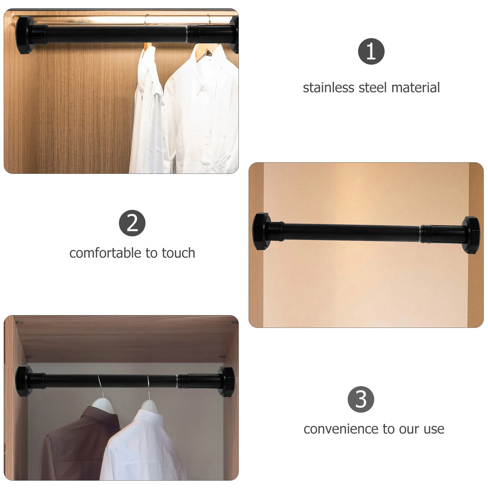 

Alipis Adjustable Clothes Rail Window Curtain Rod No Drilling Telescopic Pole Flexible Shower Closet Hanging Bar