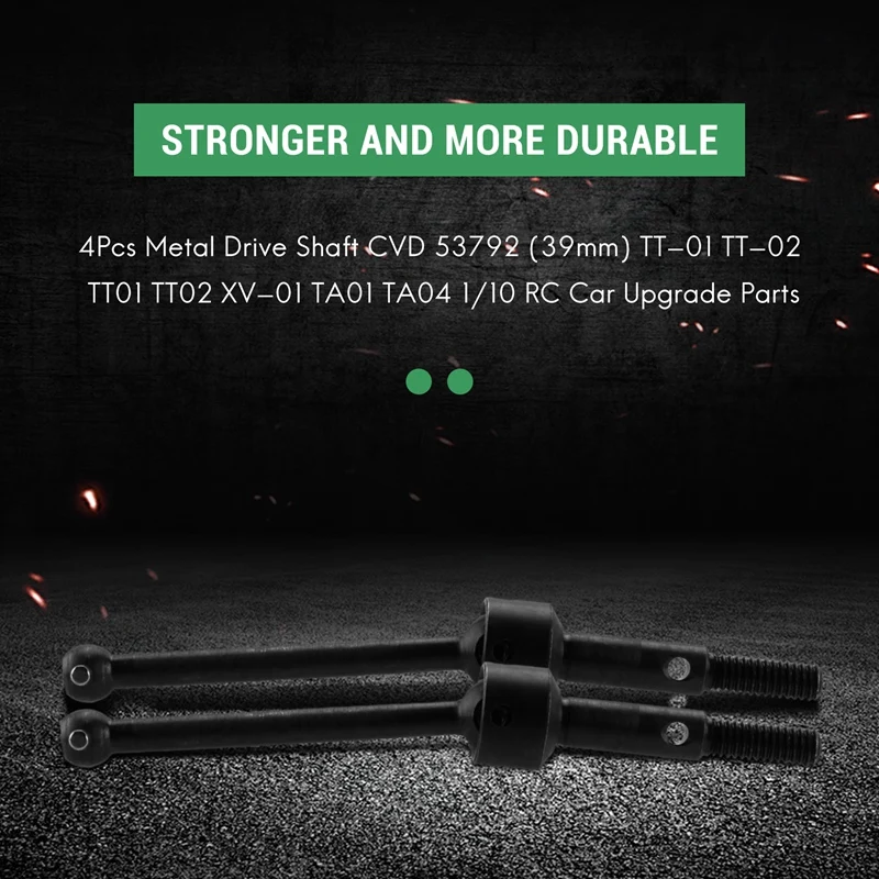 4Pcs Metal Drive Shaft CVD 53792 (39mm)for TT-01 TT-02 TT01 TT02 XV-01 TA01 TA04 1/10 RC Car Upgrade Parts [A17I Toy]