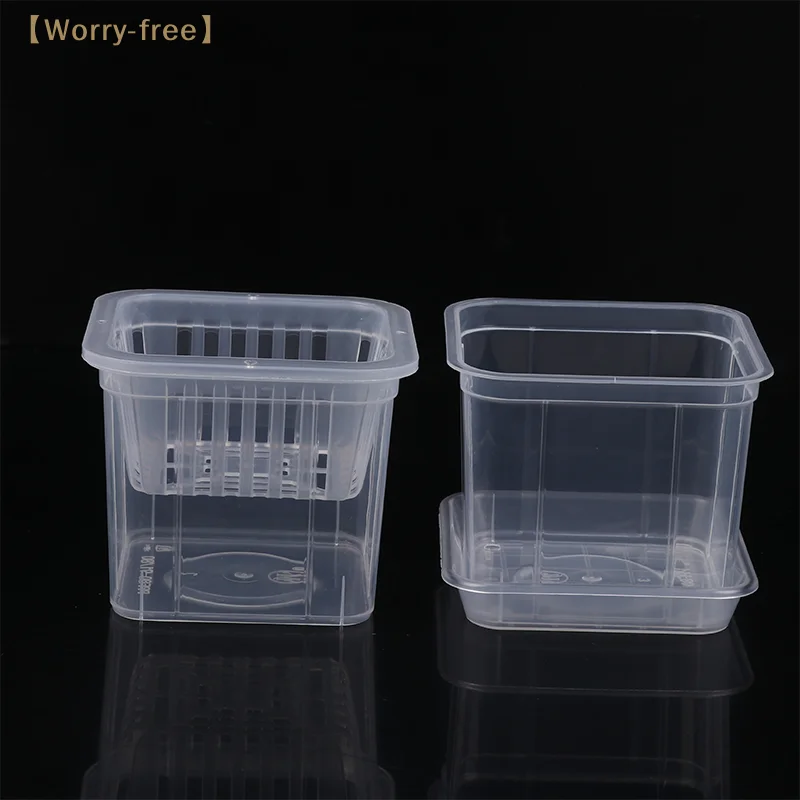 Transparent Square Plastic Planter For Phalaenopsis Seedling Pot Leaky Hole Observation Pot For Greenery Home Hydroponics Tools