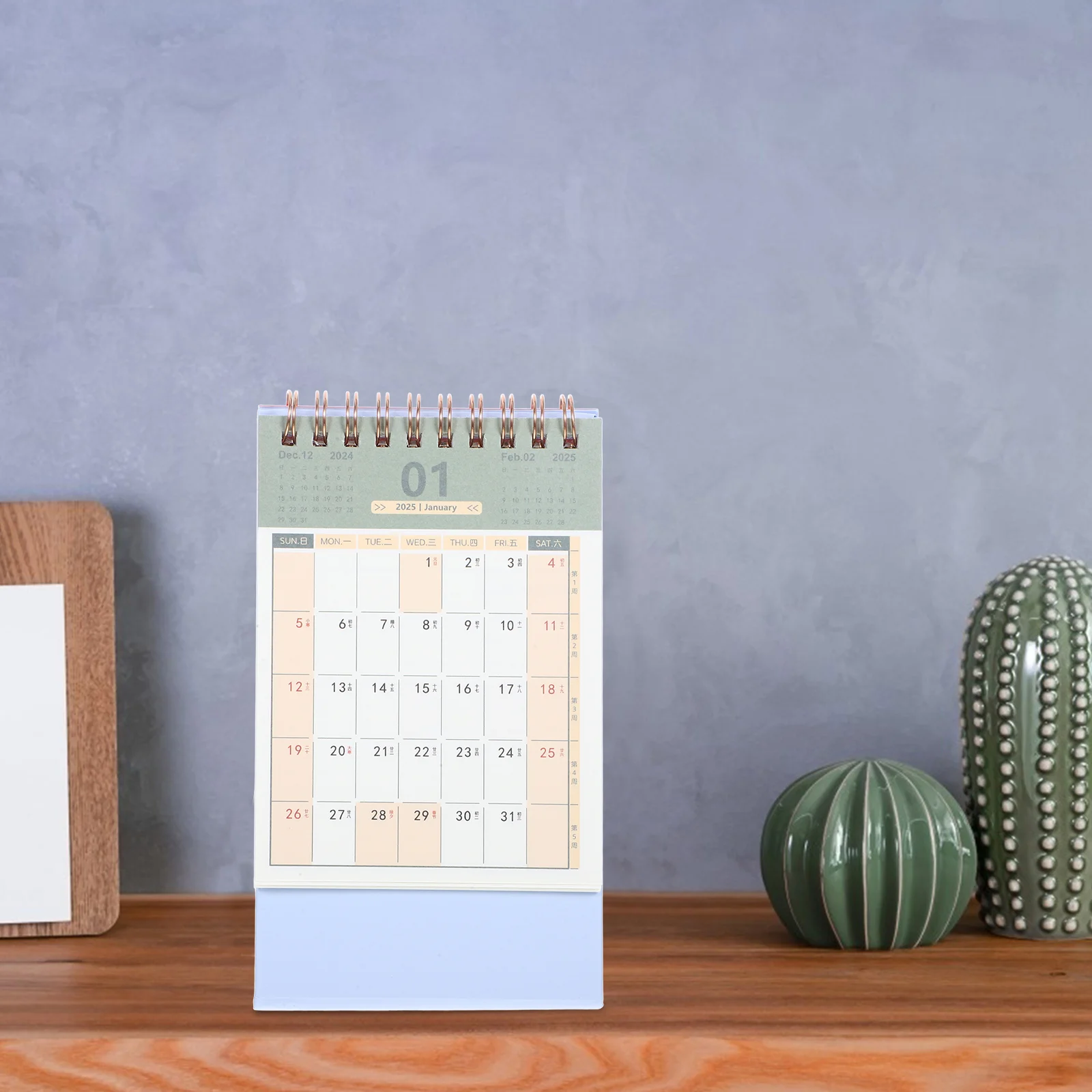 Calendrier de bureau portable, fournitures pour la maison, support de table, calendriers, utilisation 03, mois, petit papier, décoration de bureau, ménage, 2025