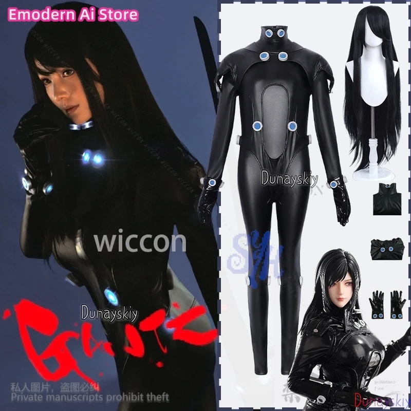 

Anime KANTZ Cosplay Reika Shimohira Costume Sexy Black Goth Punk Jumpsuit Latex Bodysuit Y2K Halloween Christmas Cos Customized