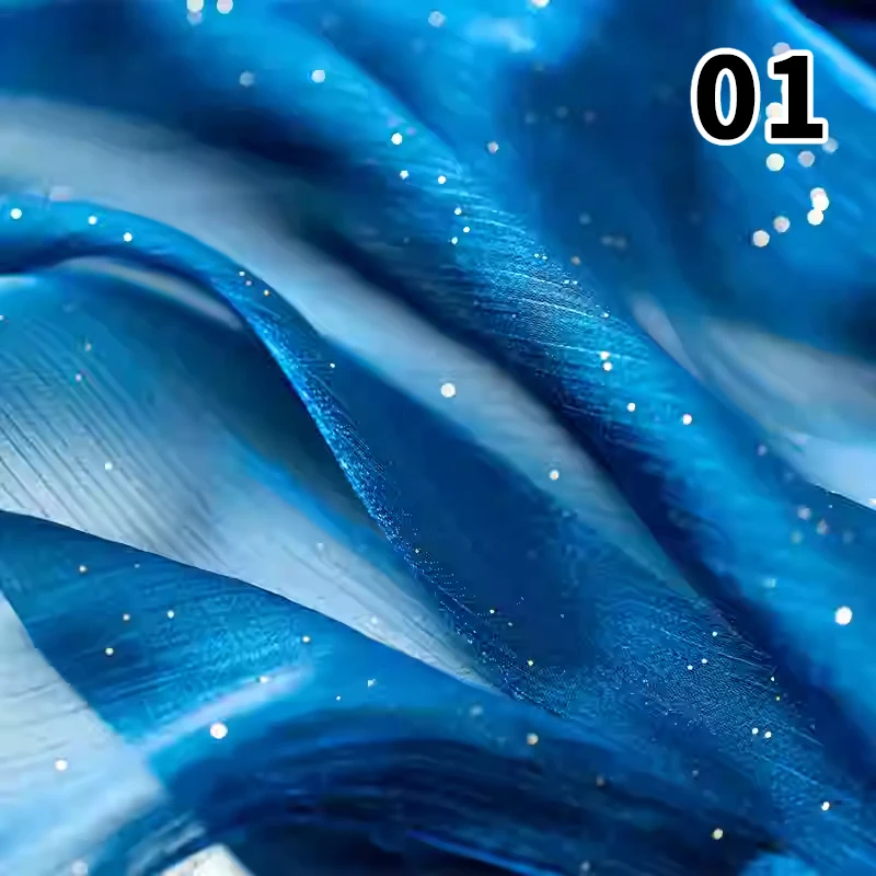 

1m Glitter Starry Sky Organza Fabric for DIY Dresses Hanfu Skirts Sewing Wedding Stage Decoration Netting Organza Mesh Fabric