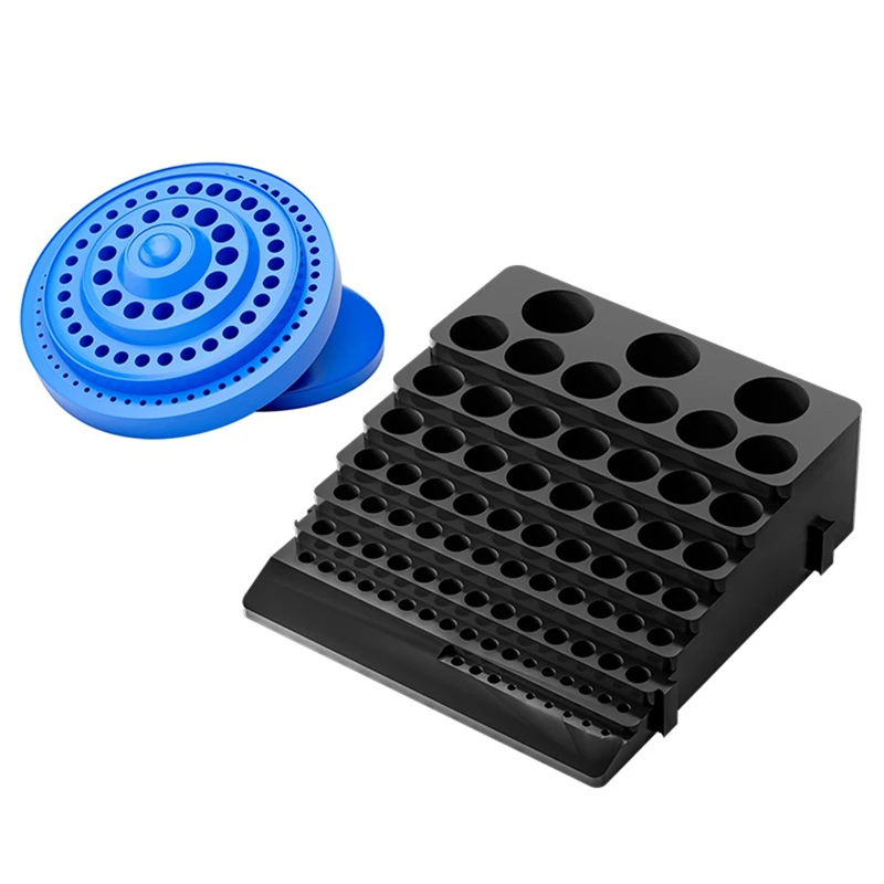 

AD33 HOT 85 Hole Tool Bit Holder Storage Box, Mandrel Drill Bench Tool Holes Screwdriver Bit Holder Drill Head Storage Case,Blac