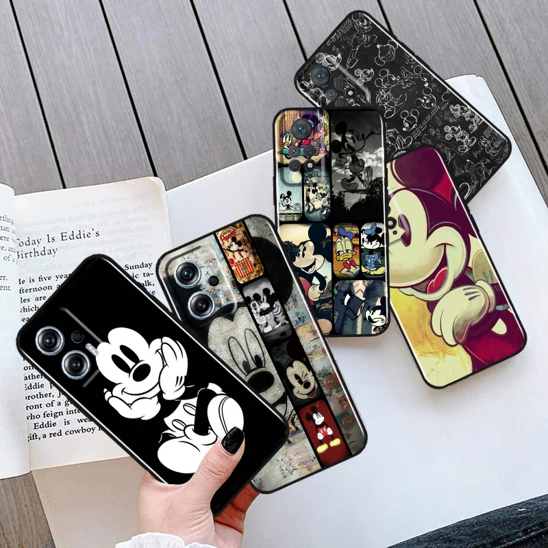 

Mickey Mouse For Xiaomi Redmi Note 12 11 11T 10 9 8 7 6 5 4 Pro 5G 4G Silicone Soft Shockproof Black Phone Case Coque Capa Cover