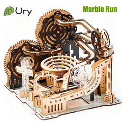 3D Wooden Puzzle Marble Run Set DIY Mechanical Track Electric Manual Model Building Block Kits Assembly Toy Gift for Teens Adult