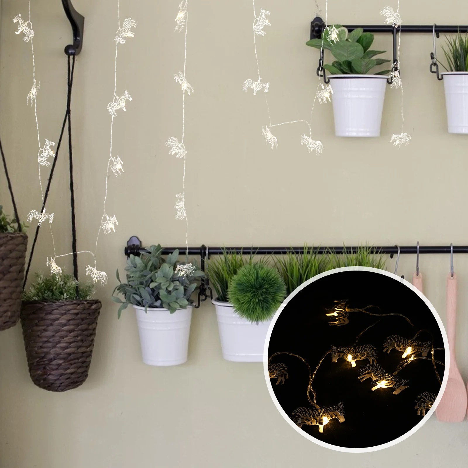 

1Set Zebra Animal LED String Light Festival Hanging Decor Light for Indoor Outdoor Garden Bedroom Warm Atmosphere