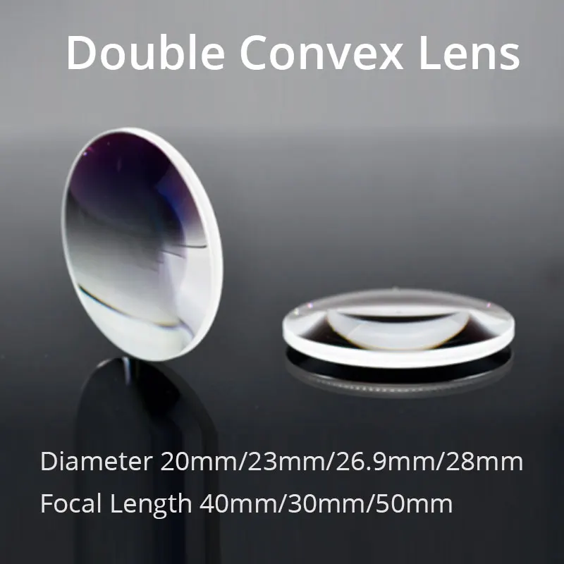 

2Pcs Dia 23mm 26.9mm 28mm K9 Optical Glass Double Convex Lens Magnifier Glass Focusing Lenses Optics Biconvex Lens