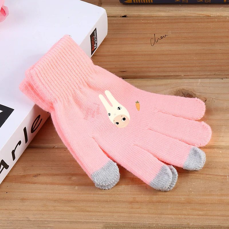 Sonny Angel Outdoor Cycling Glove Full Finger Knitted Gloves Touch Screen Winter Warm Glove Solid Color Thick Cute Girl Boy Gift