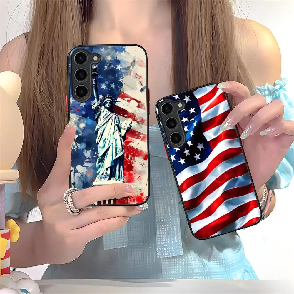 

USA America Flag Silicone Mobile Phone Case for Samsung Galaxy S26 S25 S24 S23 S22 S21 Plus FE Ultra Colorful Cover
