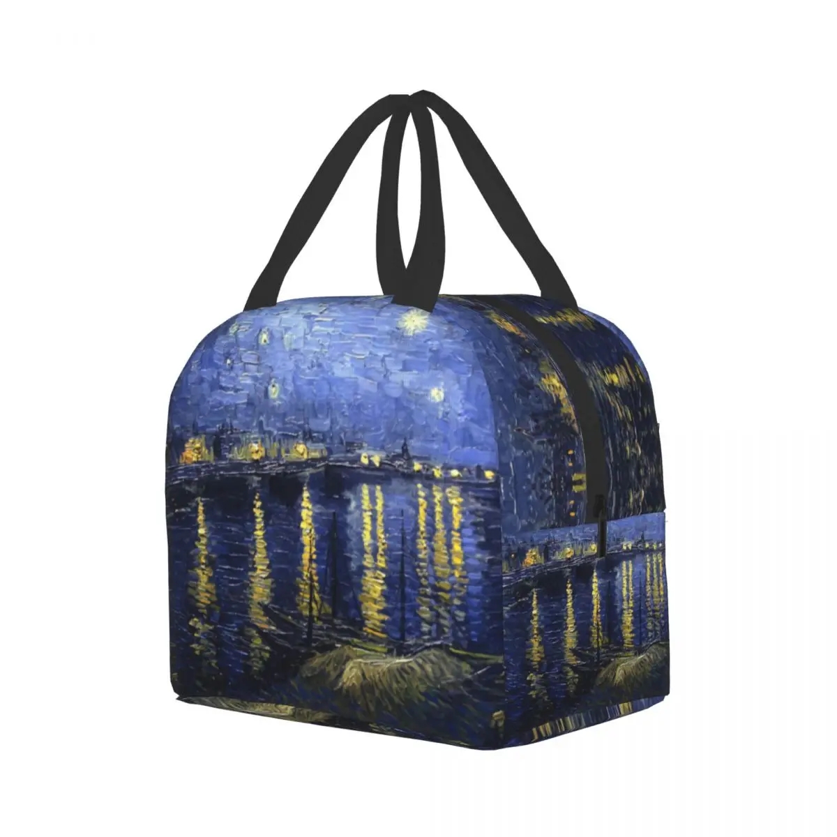 Van Gogh Starry Night Resuable Lunch Box Women Waterproof Thermal Cooler Food Insulated Almond Blossoms Lunch Bag Office Work