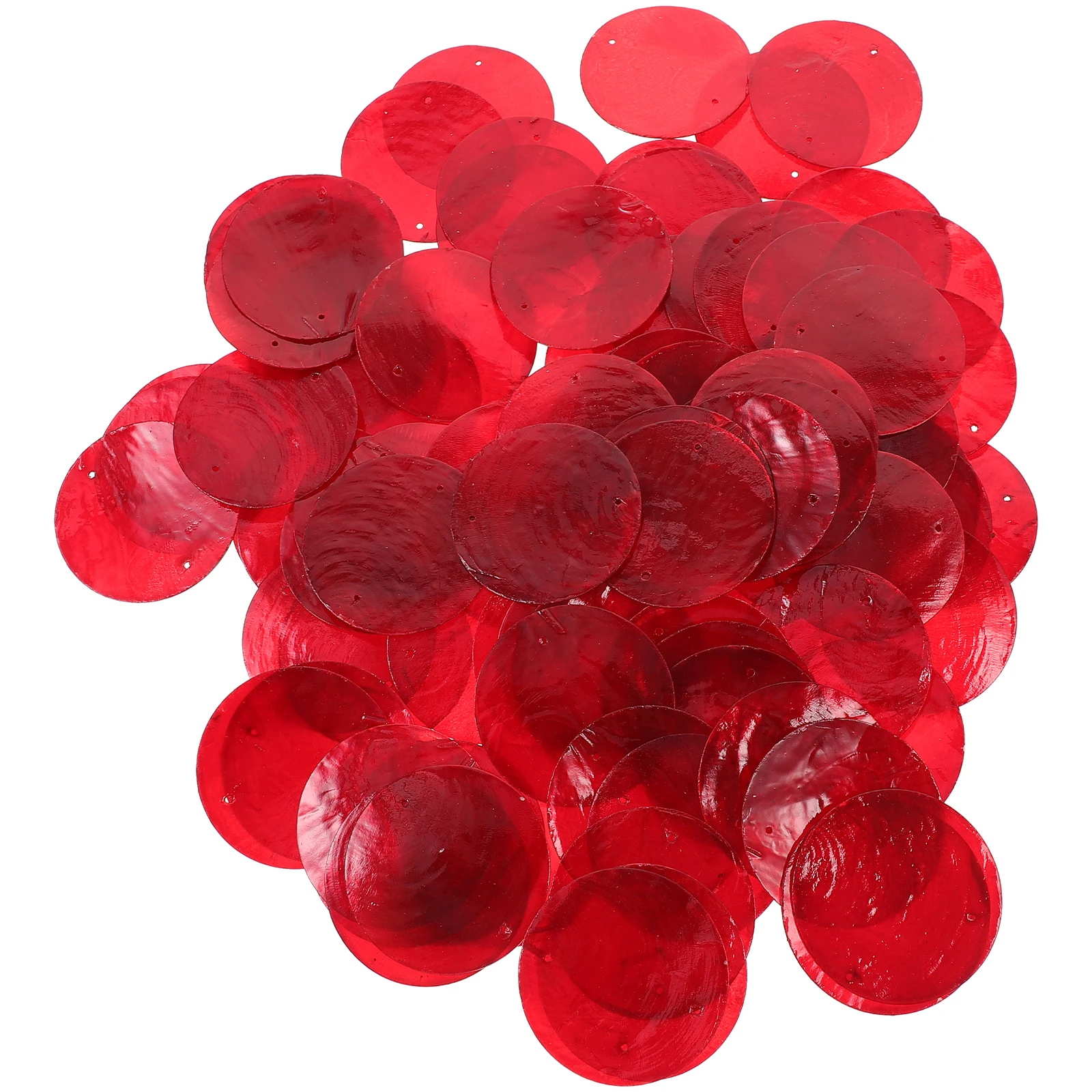 

100pcs Shell Decoration Round Red Shells Slices 50mm Double Hole Pendant Diy Wind Chime Jewelry Making Hanging Accessories