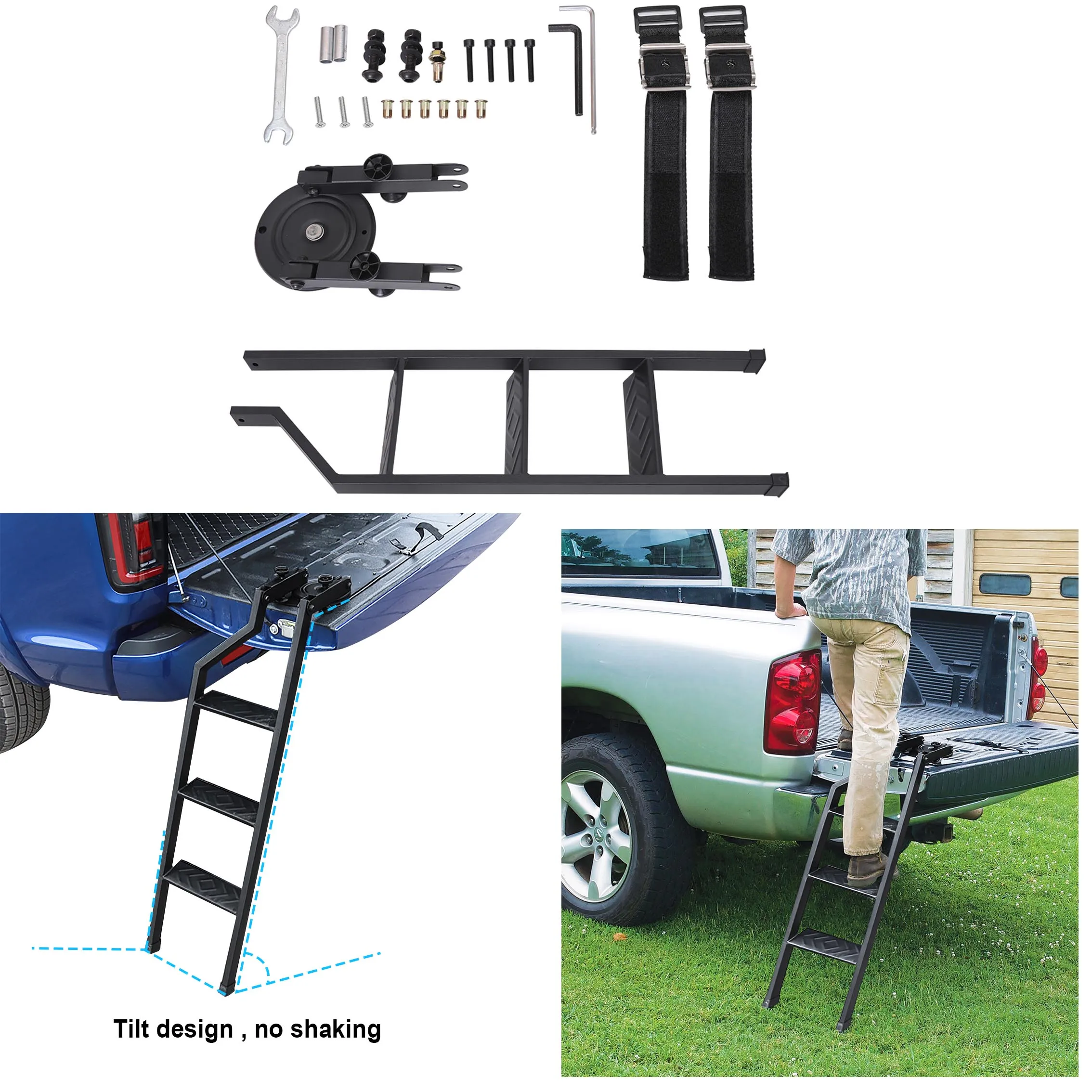 360° Rotated Foldable Universal Tailgate Ladder Step Fits Bed Heights 90cm 35 Inch For Ford Ranger T6 T7 T8 2012 -2022 Wildtrak