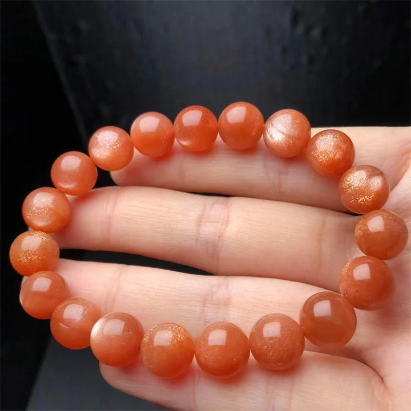 10MM Natural Sunstone Bracelet Women Fashion Sweet Reiki Healing Energy Strand Girls Jewelry Gift 1PCS