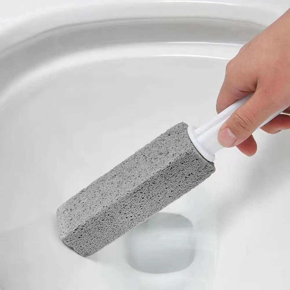 Easy to Store Toilet Brush 2pcs Pumice Stone Toilet Brush Set Ergonomic Handle Bathroom Scrubber Scratch-free Toilet Bowl
