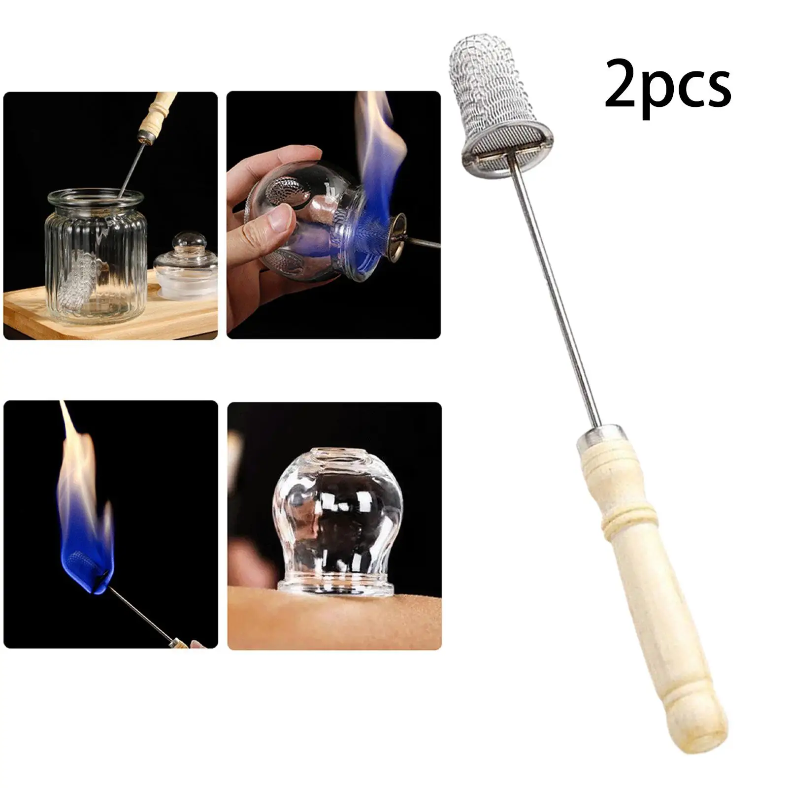 Vácuo Cupping Rod Igniter, Cupping Tocha, Vara de ignição, 2 pcs