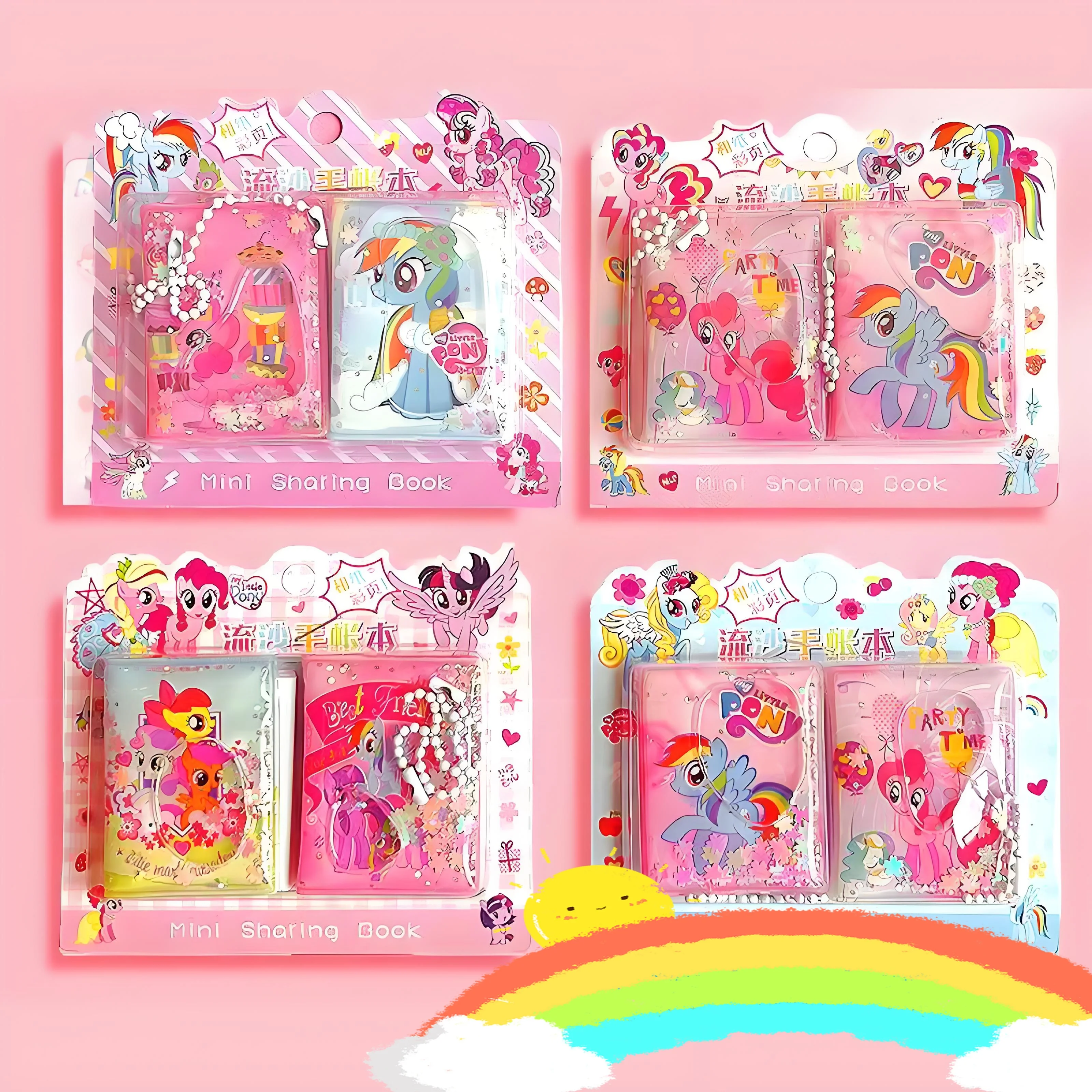 2 pcs mini Flowing Sand Bean Notebook Sharing Notebook Pocket Notebook Journal Portable Notebook, colorful Inner Page Design