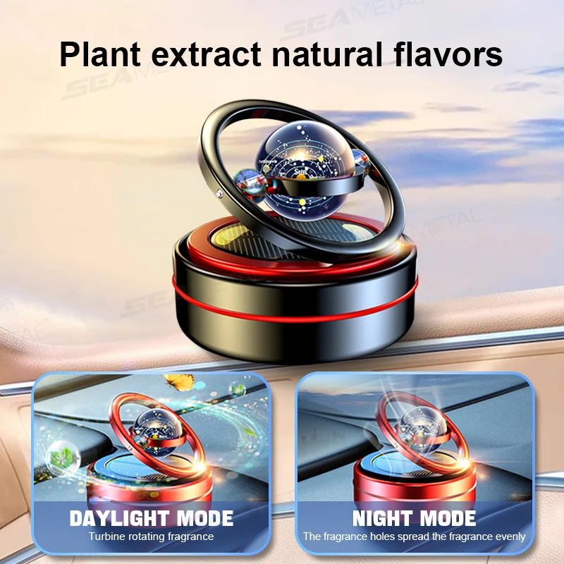 معطر هواء للسيارة يعمل بالطاقة الشمسية ، عطر لوحة القيادة ، الدوران التلقائي ، كواكب المجرة ، موزع الزيوت العطرية ، زخارف السيارات #5