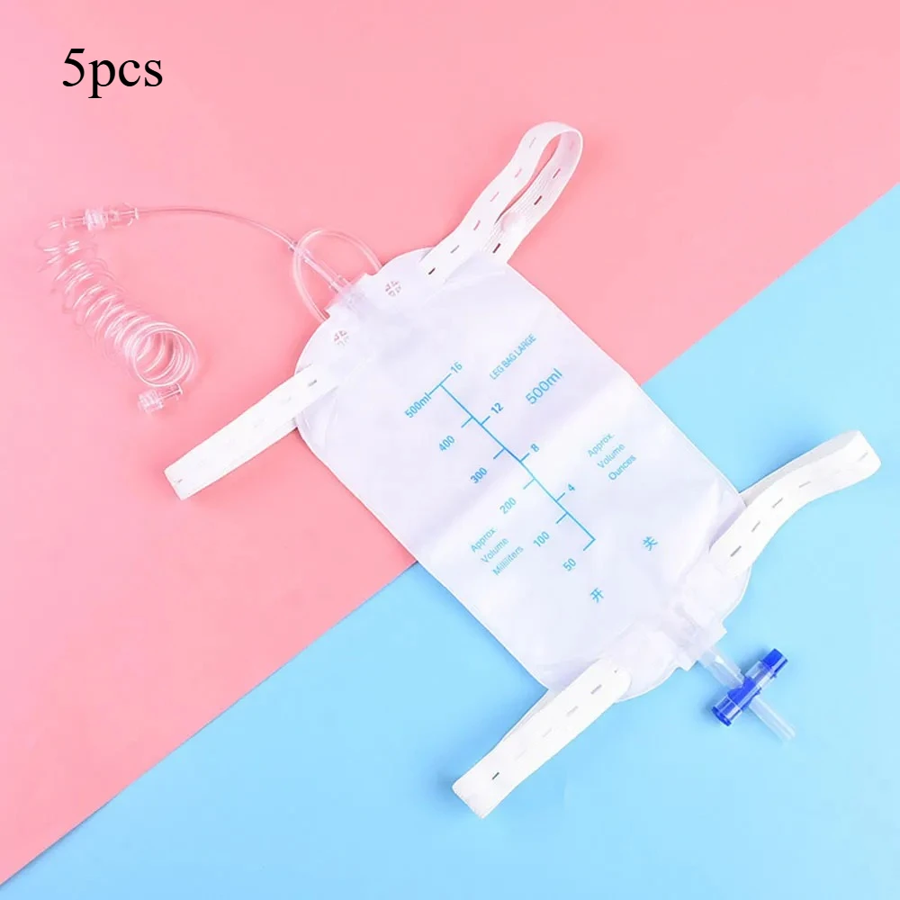 

5Pcs 500ml Catheter Urine Bags for Mens Urine for Adult Type Pvc Patient Postoperation Urine Drainage Urological Consumables