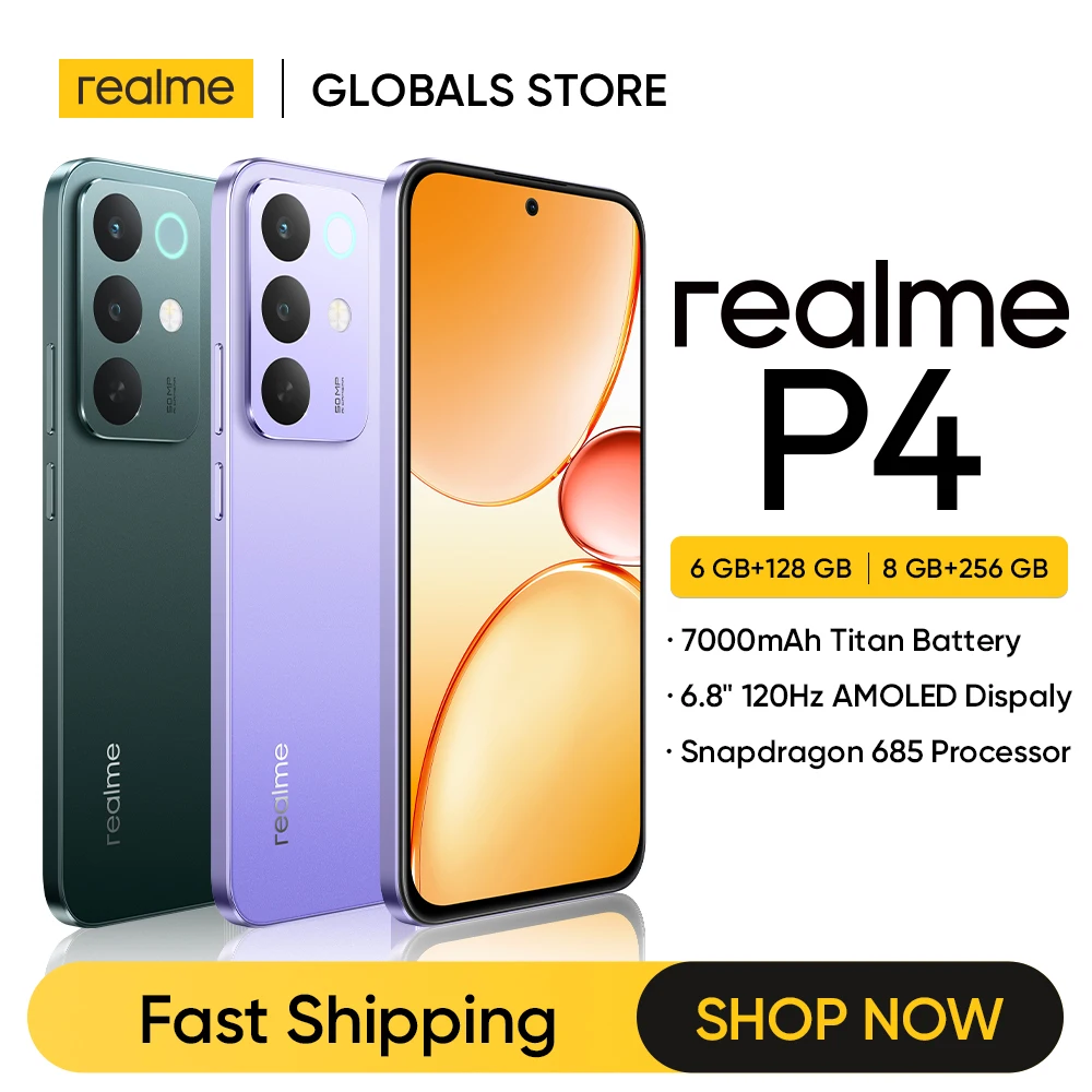 [In Stock] realme P4 4G Smartphone 7000mAh Battery 45W Charge