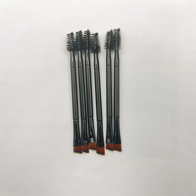 Dual-End Eyelash & Brow Brush, Lash Curl, Black Angled Brow Powder & Makeup Brush, Earphone Cleaner