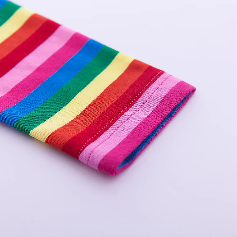 Langärmliges Einhornkleid für Mädchen, Herbststickerei, zwei Taschen, Regenbogenärmel, 81035 – Detail 14