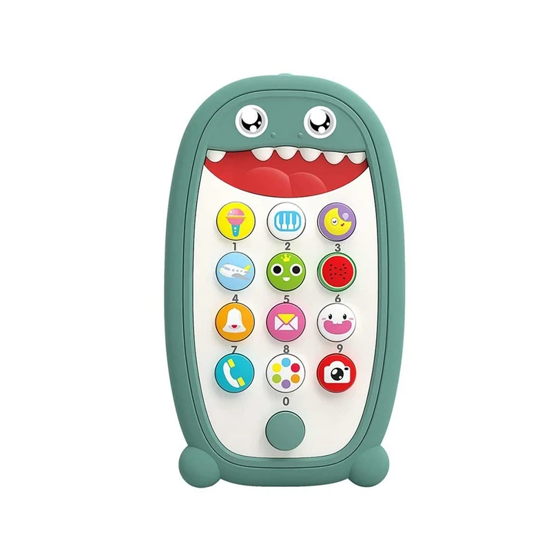 Dinosaur Phone Toy For Babies With Removable Soft Teether Case Lights Music Adjustable Volume For Toddlers 18+ Months